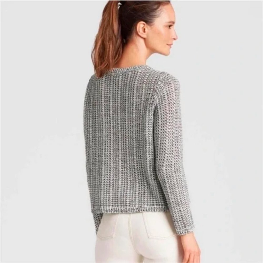 Eileen Fisher Women’s black white organic cotton and linen sweater size M
